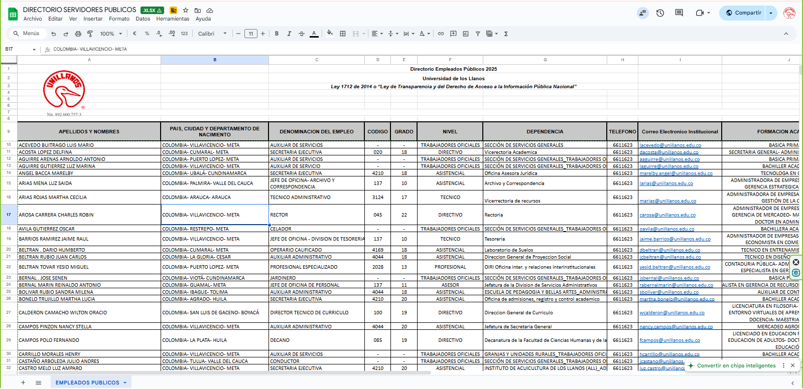 Ir al directorio de servidores públicos